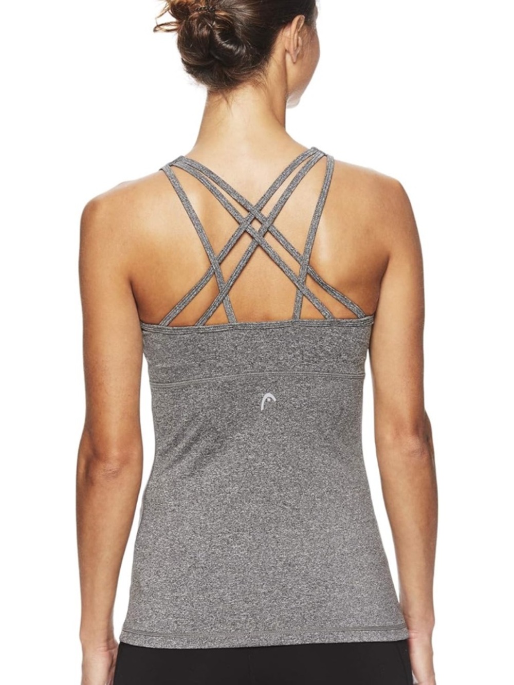 HEAD Valiant Racerback Tank Top Built In Bra Charcoal Heather Strappy Back M